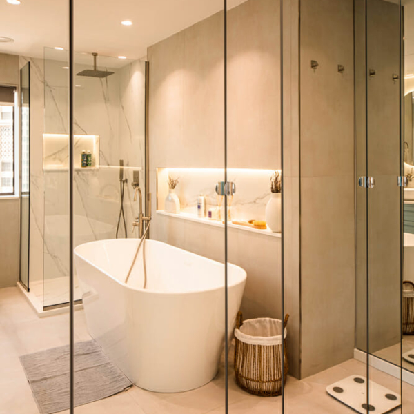 Smart Renovation Design & Fit-Out Company in Dubai presents beautiful JBR Rimal Apartment bathroom renovation.