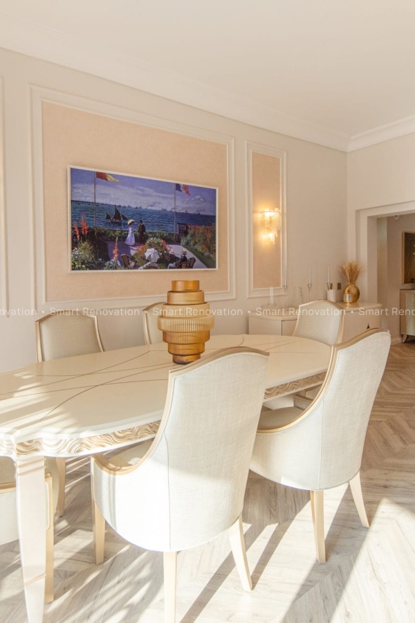 Smart Renovation Design & Fit-Out Company in Dubai presents Shoreline Apartment beautiful dining room with interior design and decor.