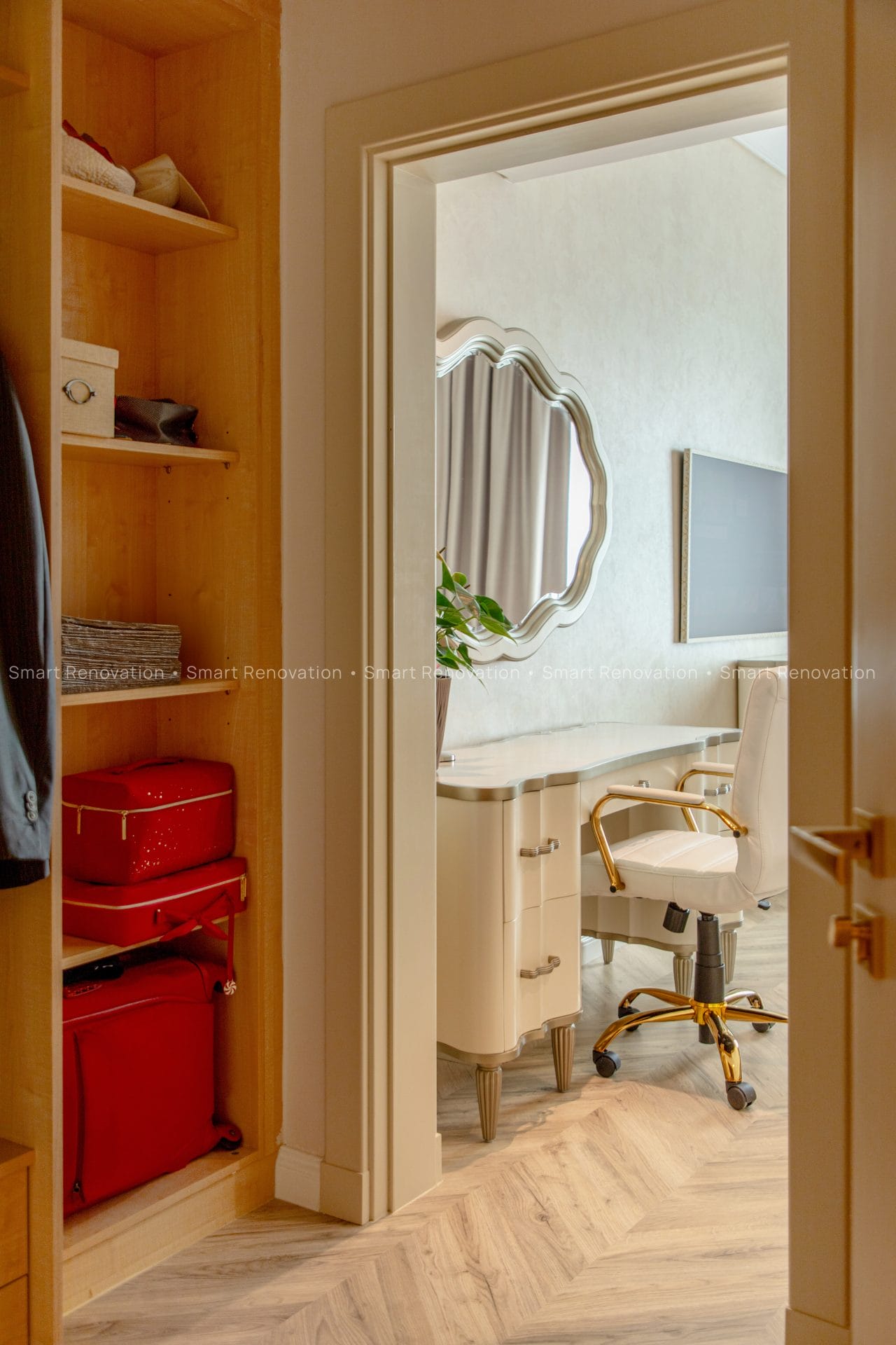 Smart Renovation Design & Fit-Out Company in Dubai presents Shoreline Apartment with beautiful master bedroom with interior design and decor.