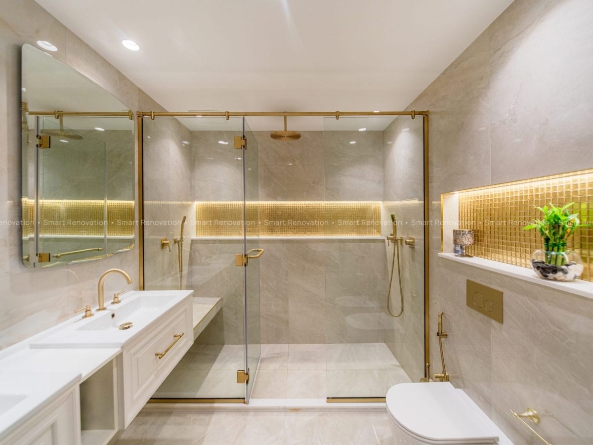 Smart Renovation Design & Fit-Out Company in Dubai presents Shoreline Apartment with beautiful master bathroom renovation.