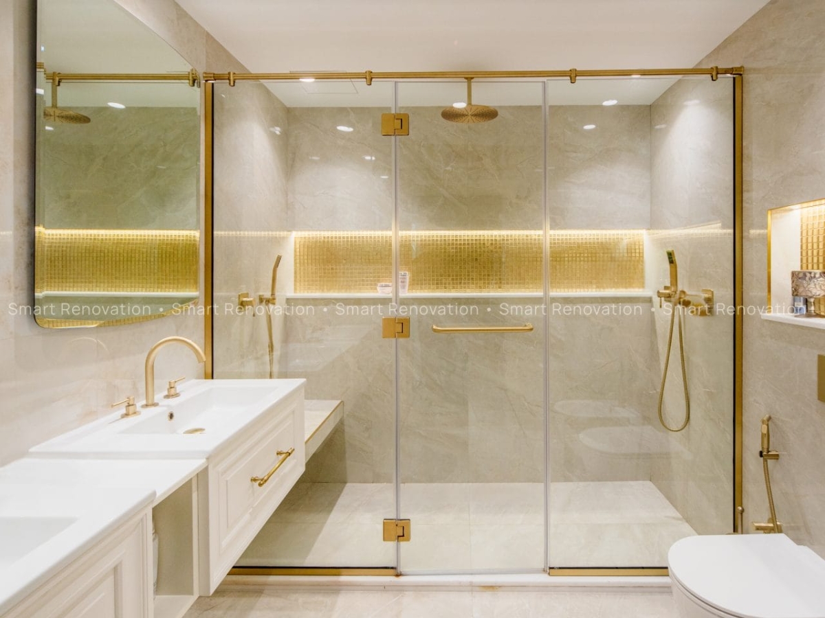 Smart Renovation Design & Fit-Out Company in Dubai presents Shoreline Apartment with beautiful master bathroom renovation.