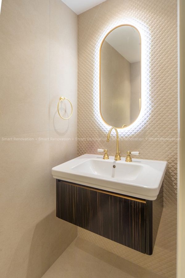 Smart Renovation Design & Fit-Out Company in Dubai presents Shoreline Apartment with beautiful powder room renovation.