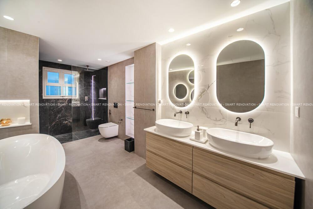 Smart Renovation Design & Fit-Out Company in Dubai presents beautiful Shoreline Apartment bathroom renovation.