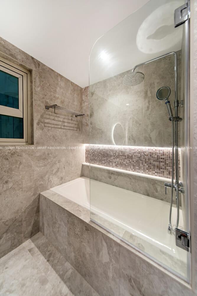 Smart Renovation Design & Fit-Out Company in Dubai presents beautiful Shoreline Apartment bathroom renovation.