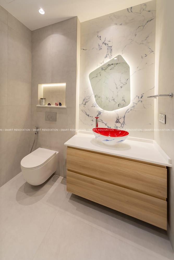 Smart Renovation Design & Fit-Out Company in Dubai presents beautiful Palma Residence villa powder room renovation.