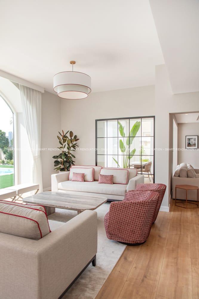 Smart Renovation Design & Fit-Out Company in Dubai presents The Silk Road villa living room renovation.