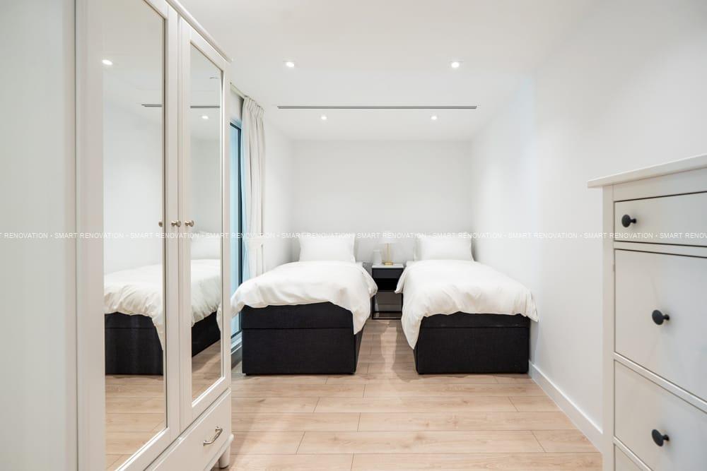 Smart Renovation Design & Fit-Out Company in Dubai presents beautiful Aqua Vista Townhouse bedroom renovation.