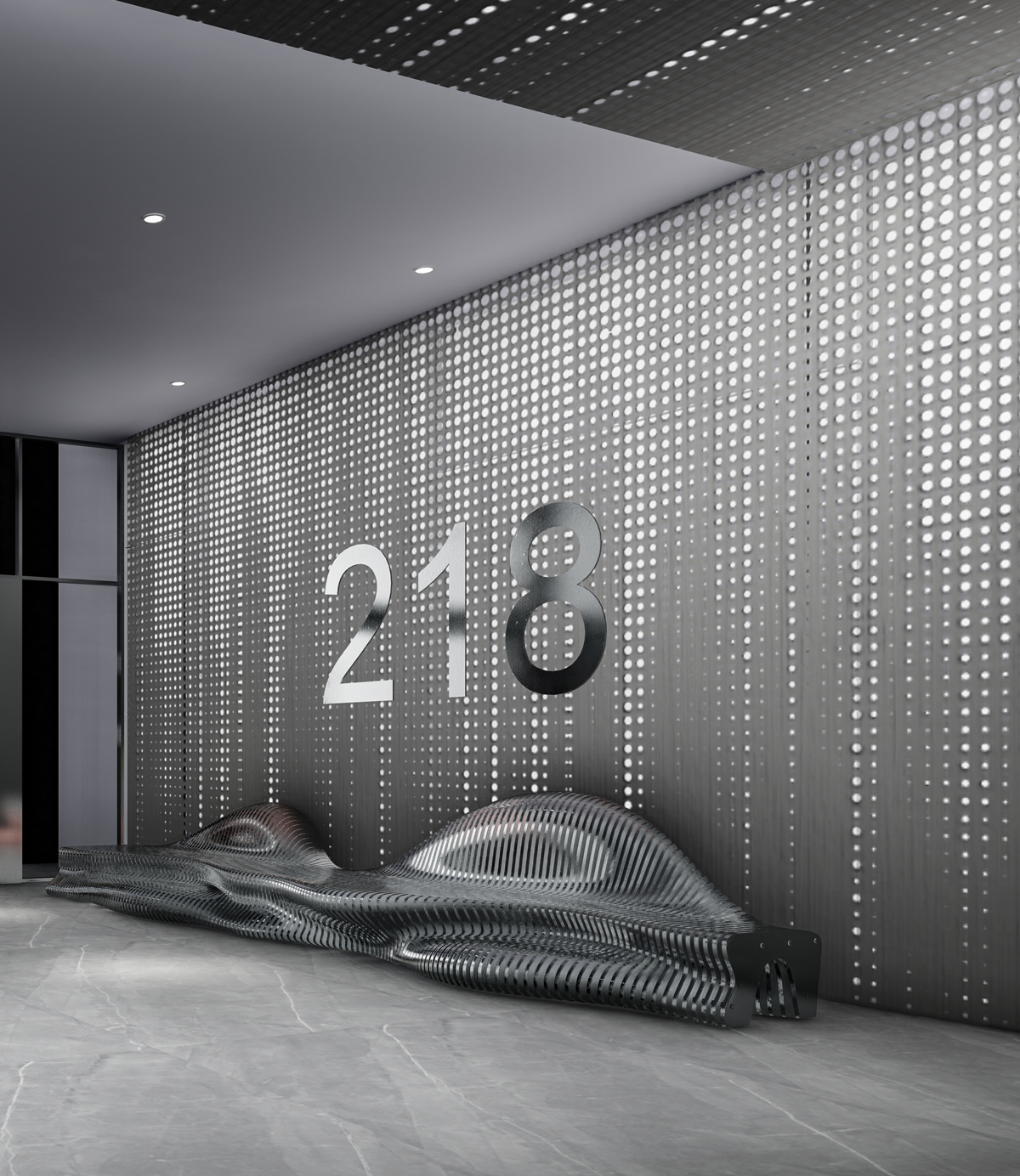 Retail fit out Dubai with illuminated counter, tennis ball graphics, and casual seating near court